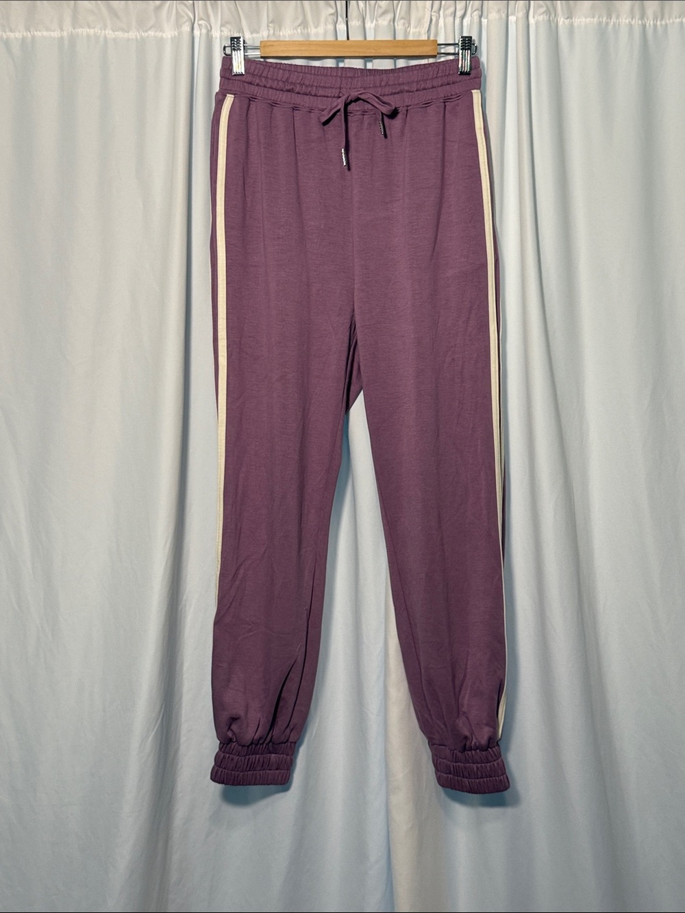 white birch Light Purple Joggers with White Side Stripes